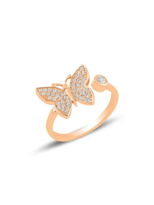 Zirkon Taşlı Kelebek Motifli Model 2 Rose Gümüş Kadın Yüzük GYZKLBKMDL2-GMS Zirkon Taşlı Kelebek Motifli Model 2 Rose Gümüş Kadın Yüzük GYZKLBKMDL2-GMS