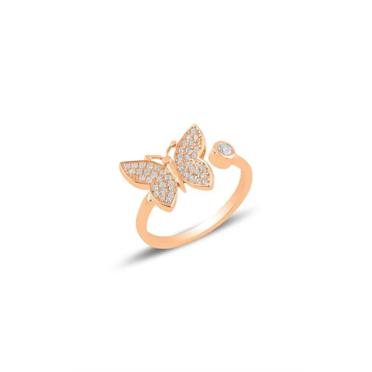 Zirkon Taşlı Kelebek Motifli Model 2 Rose Gümüş Kadın Yüzük GYZKLBKMDL2-GMS Zirkon Taşlı Kelebek Motifli Model 2 Rose Gümüş Kadın Yüzük GYZKLBKMDL2-GMS