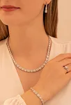 Kadın Gümüş Takı Seti - Mehtap Baget Taşlı Kolye, Bileklik, Yüzük, Küpe Tam Set
