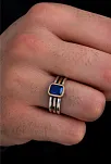 Erkek Gümüş Yüzük - Lacivert Safir Taşlı İnce Kibar Erkek Yüzüğü