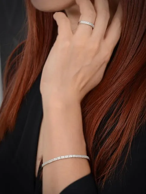 Eftalya Bayan Gümüş Su Yolu Set - Kolye, Bileklik, Küpe, Yüzük
