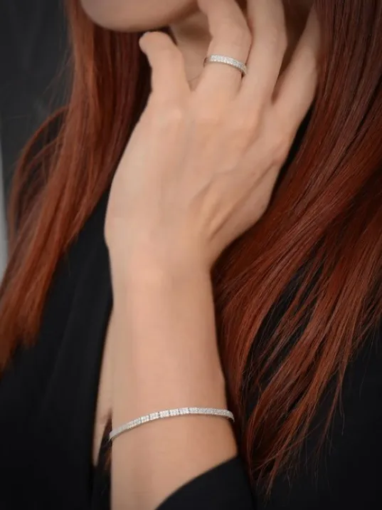 Eftalya Bayan Gümüş Su Yolu Set - Kolye, Bileklik, Küpe, Yüzük