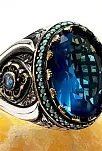 Blue Topaz Aquamarin Taşlı Gümüş Erkek Yüzük Blue Topaz Aquamarin Taşlı Gümüş Erkek Yüzük