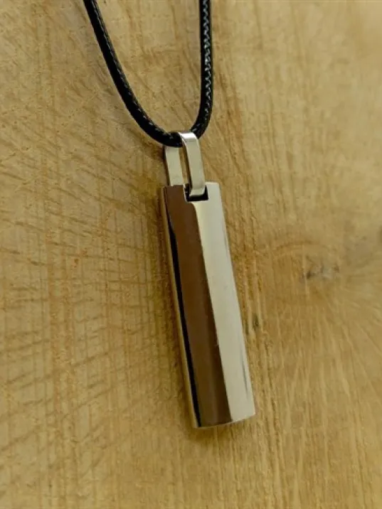 Ottoman Çelik Çubuk Deri Kolye Erkek DKLGMSDBLOK