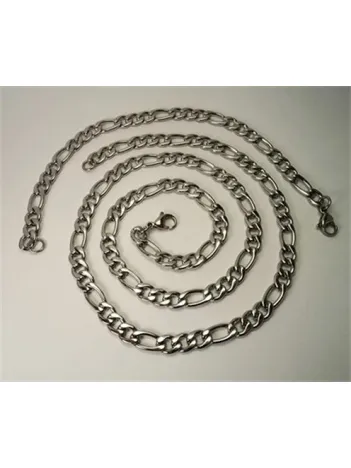 Figaro Çelik Erkek Kolye Ve Bileklik Set Orta Kalınlıkta