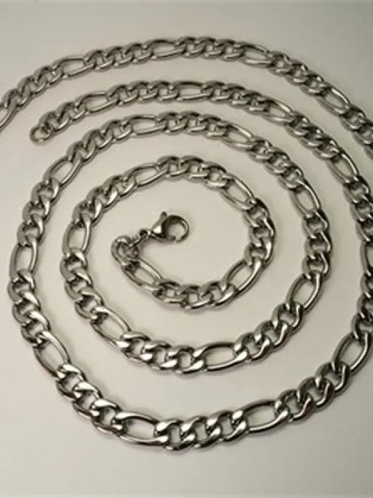 Figaro Çelik Erkek Kolye Ve Bileklik Set Orta Kalınlıkta Figaro Çelik Erkek Kolye Ve Bileklik Set Orta Kalınlıkta