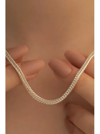 Kadın Gümüş Kolye - 925 Ayar Gümüş Beyaz TilkiKuyruğu Model Kadın Kolye