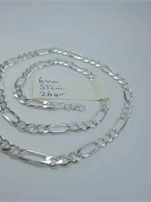 FİGARO GÜMÜŞ ERKEK KOLYE ZİNCİR KALIN MODEL 6MM