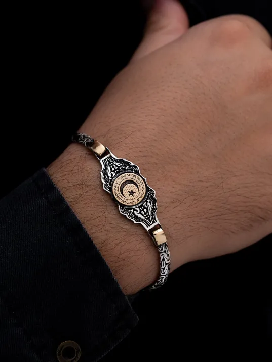 Erkek Gümüş Bileklik - Ayyıldız İşlemeli Kral Zincirli 925 Ayar Gümüş Bileklik Erkek Gümüş Bileklik - Ayyıldız İşlemeli Kral Zincirli 925 Ayar Gümüş Bileklik