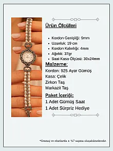 Linda İnci ve Markazit Taş Detaylı Bayan Gümüş Saat