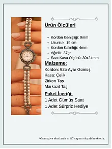 Linda İnci ve Markazit Taş Detaylı Bayan Gümüş Saat Linda İnci ve Markazit Taş Detaylı Bayan Gümüş Saat