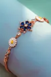 Kadın Gümüş Bileklik - Rose Kaplama Lacivert Safir Taşlı Nergis Çiçeği Motifli Bilezik Kadın Gümüş Bileklik - Rose Kaplama Lacivert Safir Taşlı Nergis Çiçeği Motifli Bilezik