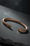 Erkek Kadın Bakır Bileklik - Tek Sıra Burma Burgu Bakır Bilezik Metal Kutu Ve Doğal Taşlar