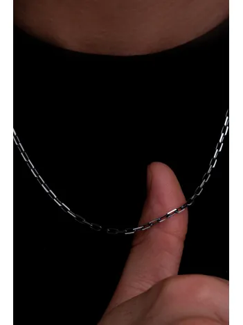 Erkek Gümüş Kolye - 925 Ayar Oksitli Forse Zincir Gümüş Kolye