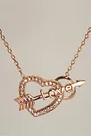 Kalpli Oklu Love Bayan Gümüş Kolye Rose Model