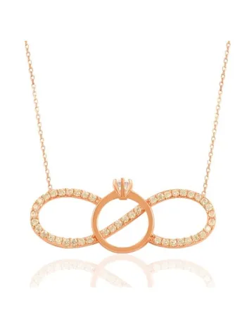 Sonsuzluk Ve Tektaşlı Rose Bayan Gümüş Kolye