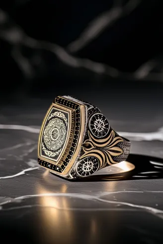 Erkek İnşirah Suresi Yazılı Zirkon Taşlı Kanat Model 925 Ayar Gümüş Yüzük
