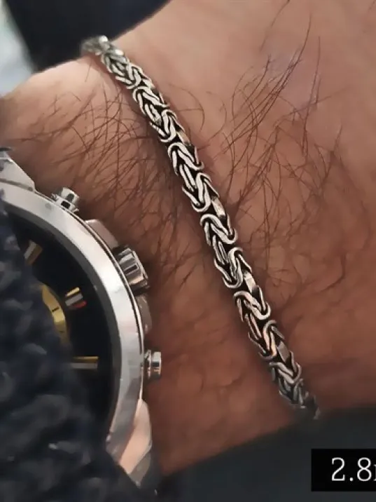 Yassı-Ezme Kral Zincir Gümüş Erkek Bileklik Künye