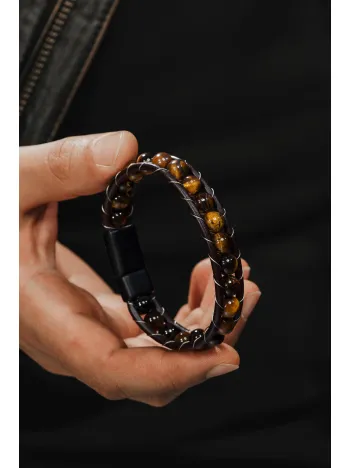 Damarlı Akik Taşı Erkek Bileklik DBL0IMT6004-KHR