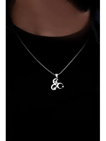 Üç Hilal Tuğralı Bozkurtlu Ay Yıldızlı Ülkücü Erkek Gümüş Kolye Zincir