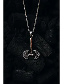 Erkek Çift Taraflı Balta Figürlü Gümüş Kolye – Viking Savaşçı Modeli