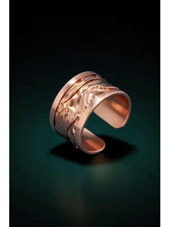 Kadın Bakır Yüzük - Bej Sonbahar Işıltısı Model Bakır Kadın Kolye Yüzük