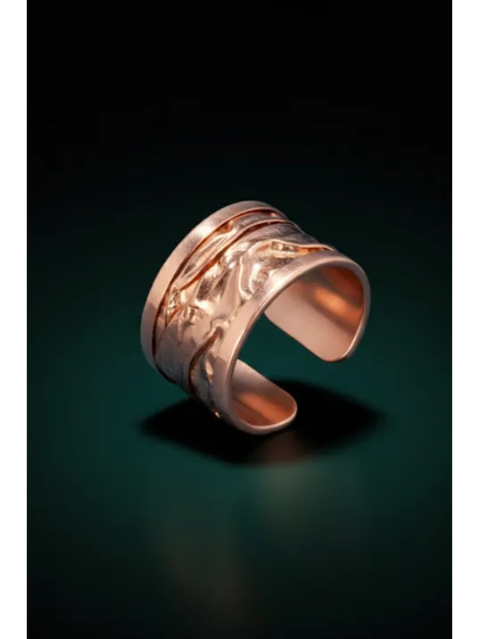 Kadın Bakır Yüzük - Bej Sonbahar Işıltısı Model Bakır Kadın Kolye Yüzük