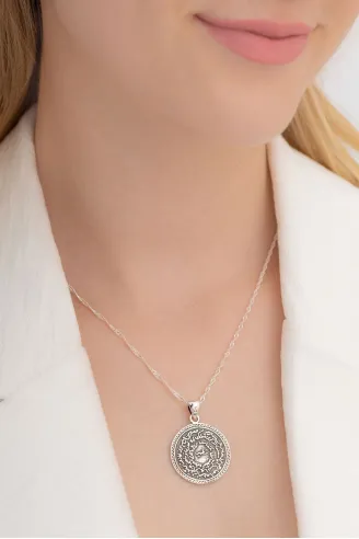 Nazar Duası Kıtmir Bayan Gümüş Kolye Zincir