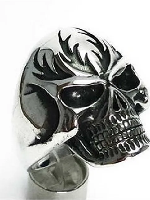 Gotik Maskeli Kurukafa Gümüş Erkek Yüzüğü