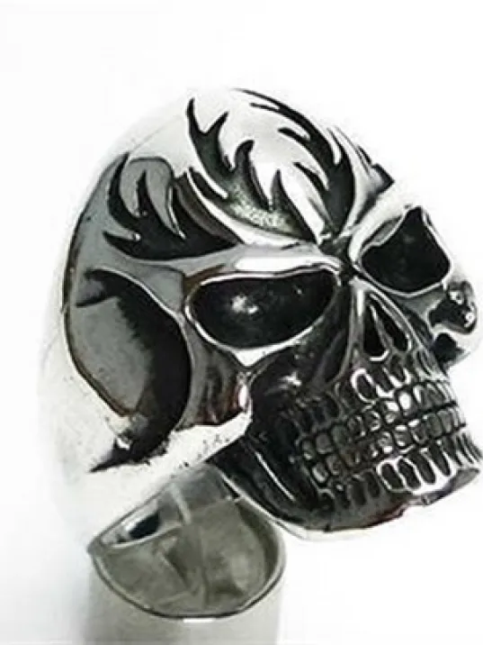 Gotik Maskeli Kurukafa Gümüş Erkek Yüzüğü