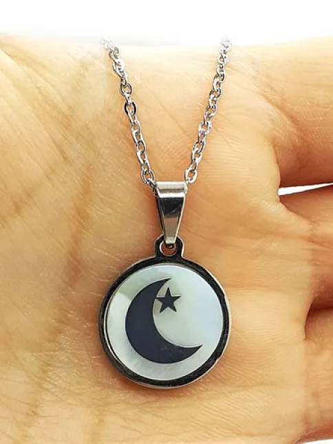 Ay Yıldız Paslanmaz Çelik Bayan Kolye