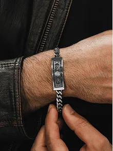 Erkek Gümüş Bileklik - Allah Ve Muhammed İşlemeli Gurmet Model 925 Ayar Erkek Bileklik