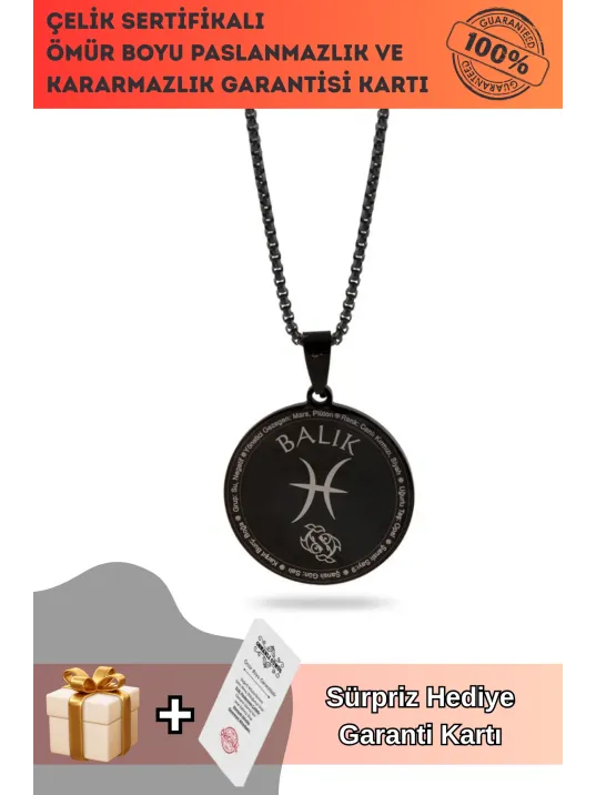 Balık Burcu Kolyesi Çelik Kolye Siyah Polo Zincir Cklbalıkbrc-syh Balık Burcu Kolyesi Çelik Kolye Siyah Polo Zincir Cklbalıkbrc-syh