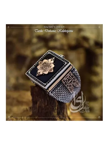 Islam Usta Tasarımı Hacer'ül Esved Gümüş Erkek Yüzük