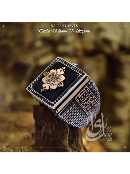 Islam Usta Tasarımı Hacer'ül Esved Gümüş Erkek Yüzük