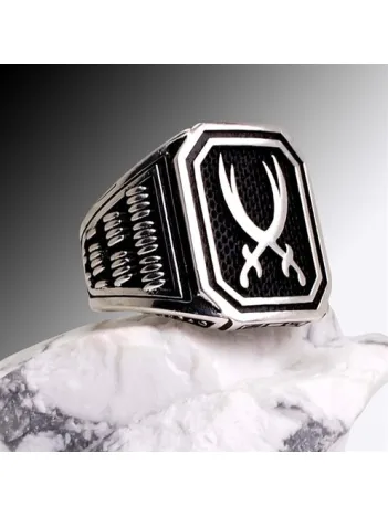 Çift Zülfikarlı Gümüş Erkek Yüzük