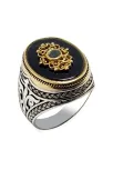 Otantik Motifli Siyah Taşlı Erkek Gümüş Yüzük