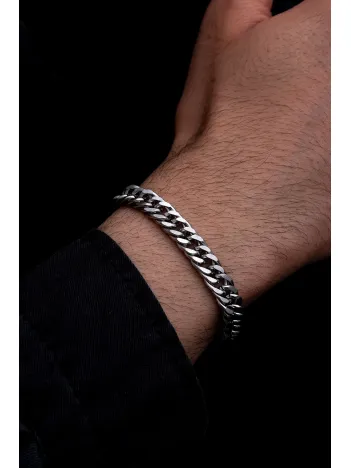 Erkek Çelik Bileklik - 9 mm Sık Örüm Gurmet Zincir Çelik Bileklik