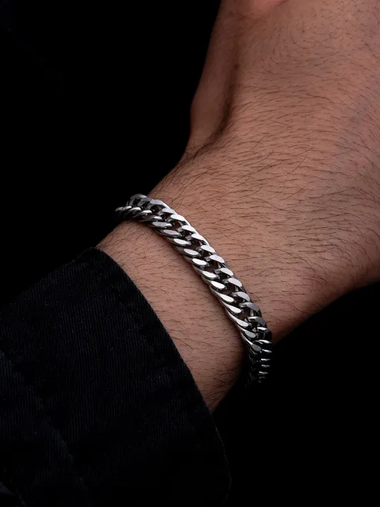 Erkek Çelik Bileklik - 9 mm Sık Örüm Gurmet Zincir Çelik Bileklik