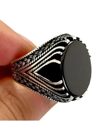 Erkek Gümüş Yüzük Siyah Oniks Taşlı Erkek Gümüş Yüzük Siyah Oniks Taşlı