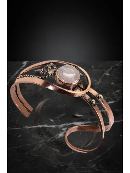 Kadın Bakır Bileklik - Sedef Taşı Burgu Model Kadın Bilezik Metal Kutu ve Doğal Taşlar Kadın Bakır Bileklik - Sedef Taşı Burgu Model Kadın Bilezik Metal Kutu ve Doğal Taşlar