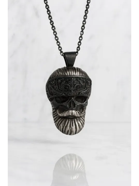 Erkek Kuru Kafa Motifli Polo Zincir Model Çelik Kolye