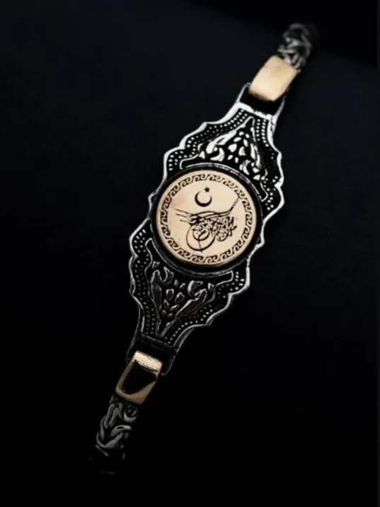 Erkek Gümüş Bileklik - Osmanlı Tuğralı Kral Zincirli 925 Ayar Gümüş Bileklik Erkek Gümüş Bileklik - Osmanlı Tuğralı Kral Zincirli 925 Ayar Gümüş Bileklik