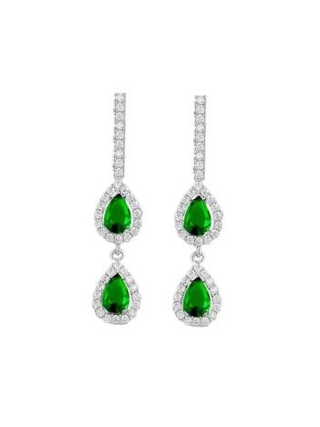 Melodi Zümrüt Taşlı Bayan Gümüş Küpe