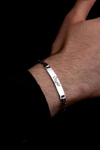 Erkek Gümüş Bileklik - 2.8 mm İsim Yazılabilir Kral Zincir Gümüş Bileklik