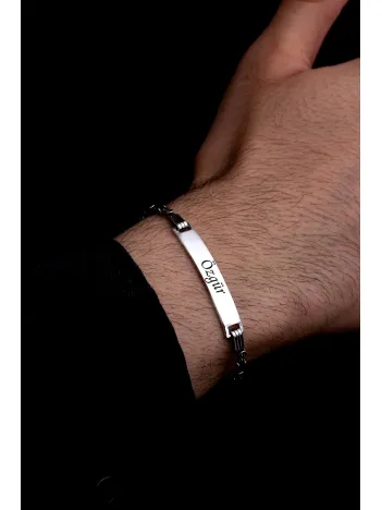 Erkek Gümüş Bileklik - 2.8 mm İsim Yazılabilir Kral Zincir Gümüş Bileklik