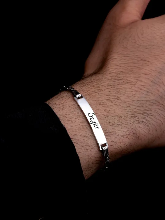 Erkek Gümüş Bileklik - 2.8 mm İsim Yazılabilir Kral Zincir Gümüş Bileklik Erkek Gümüş Bileklik - 2.8 mm İsim Yazılabilir Kral Zincir Gümüş Bileklik