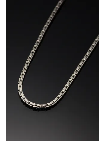 Erkek Çelik Kolye - Kavisli Kare Kral Zincir Model Erkek Kolye Parlak Görünümlü Tasarım