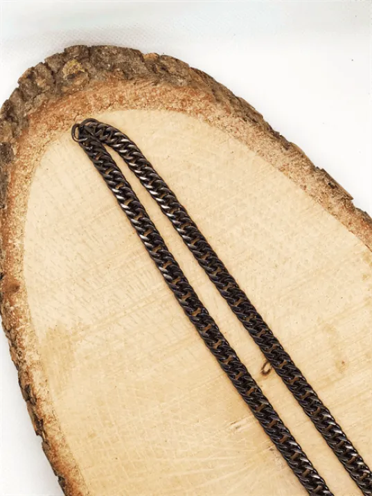 Gurmet Siyah Çelik Erkek Kolye Kalın Model