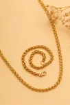 Kadın Çelik Kolye Bileklik Set - Altın Kaplama Spiga Model Çelik Bileklik Kolye Kadın Çelik Kolye Bileklik Set - Altın Kaplama Spiga Model Çelik Bileklik Kolye